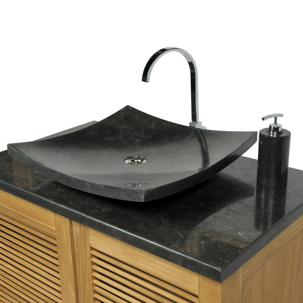Naturstein Marmor Stein Waschbecken ZEN Waschtisch quadratisch Ø 50cm