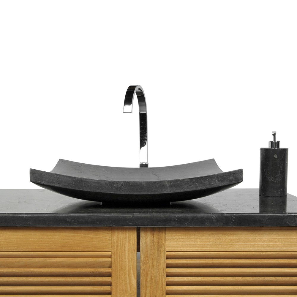 Naturstein Marmor Stein Waschbecken ZEN Waschtisch quadratisch Ø 50cm