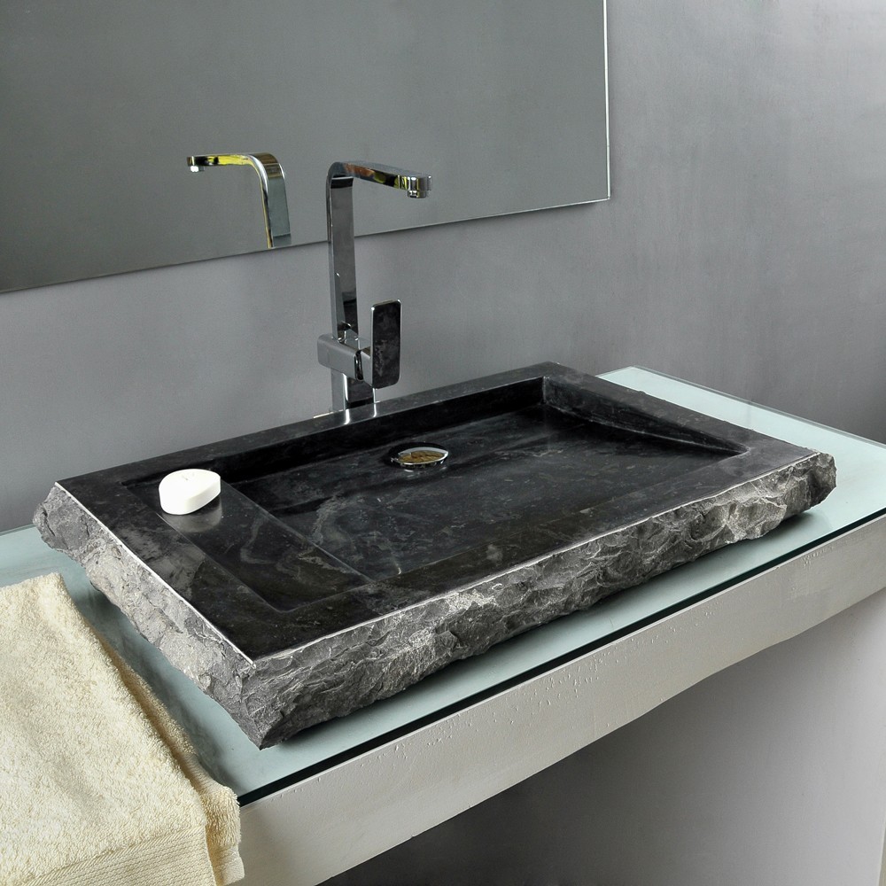Naturstein Marmor Waschbecken Kotak Waschtisch schwarz